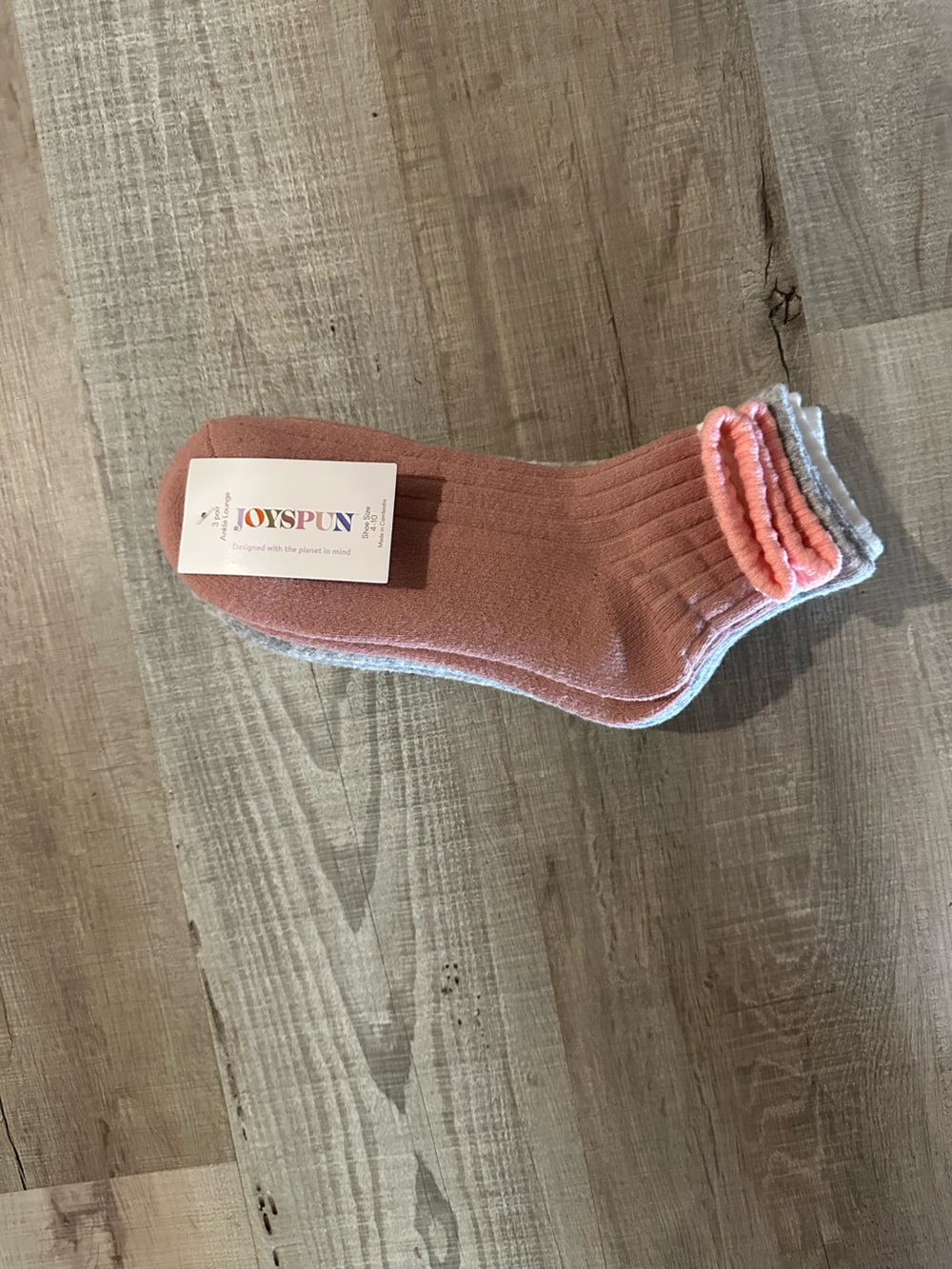 Joyspun Men's Casual Ankle Socks - Coral Pink & Light Gray - 3 Pack